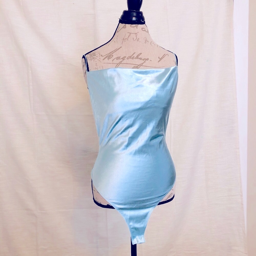 Teal silk bodysuit